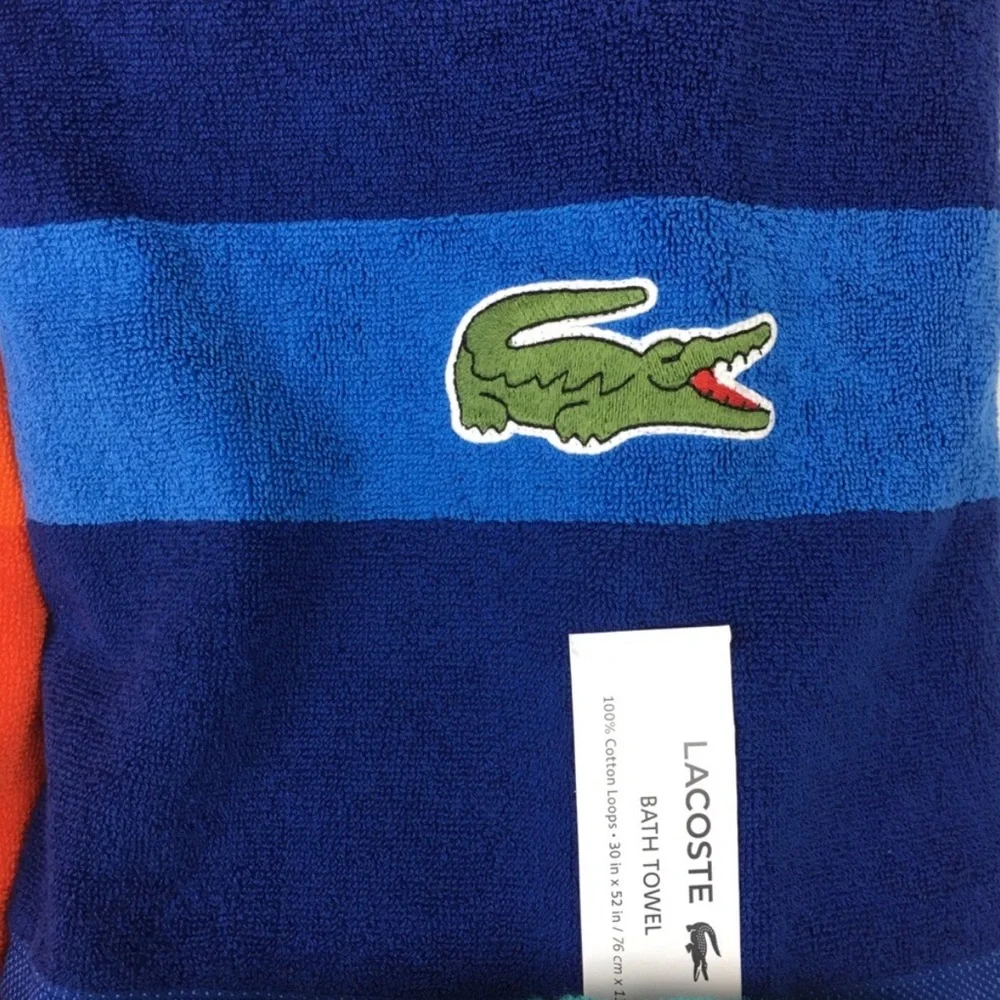 Bundle of 4 Lacoste Large Bath Spa Pool cotton Towel 30”x52” new 2 orange 2 blue